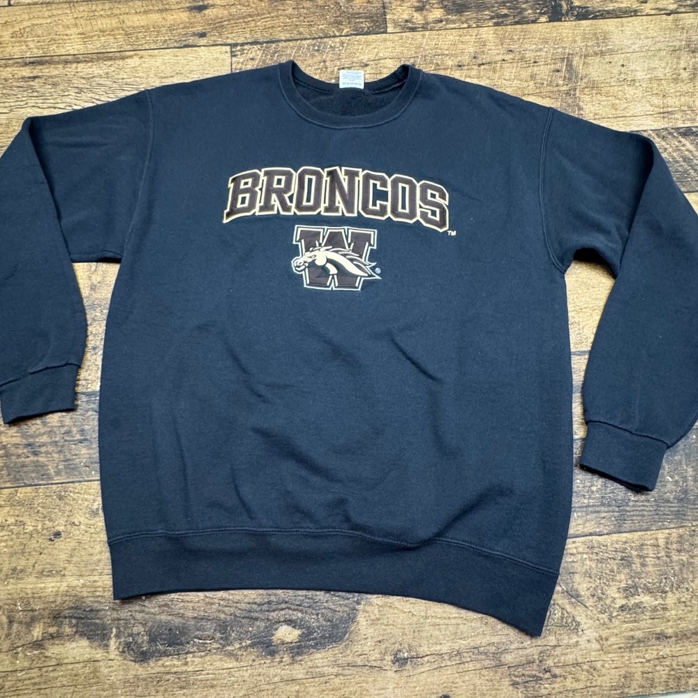 Jerzees‎ Broncos Crewneck Sweatshirt Embroidered Logo Pullover Large